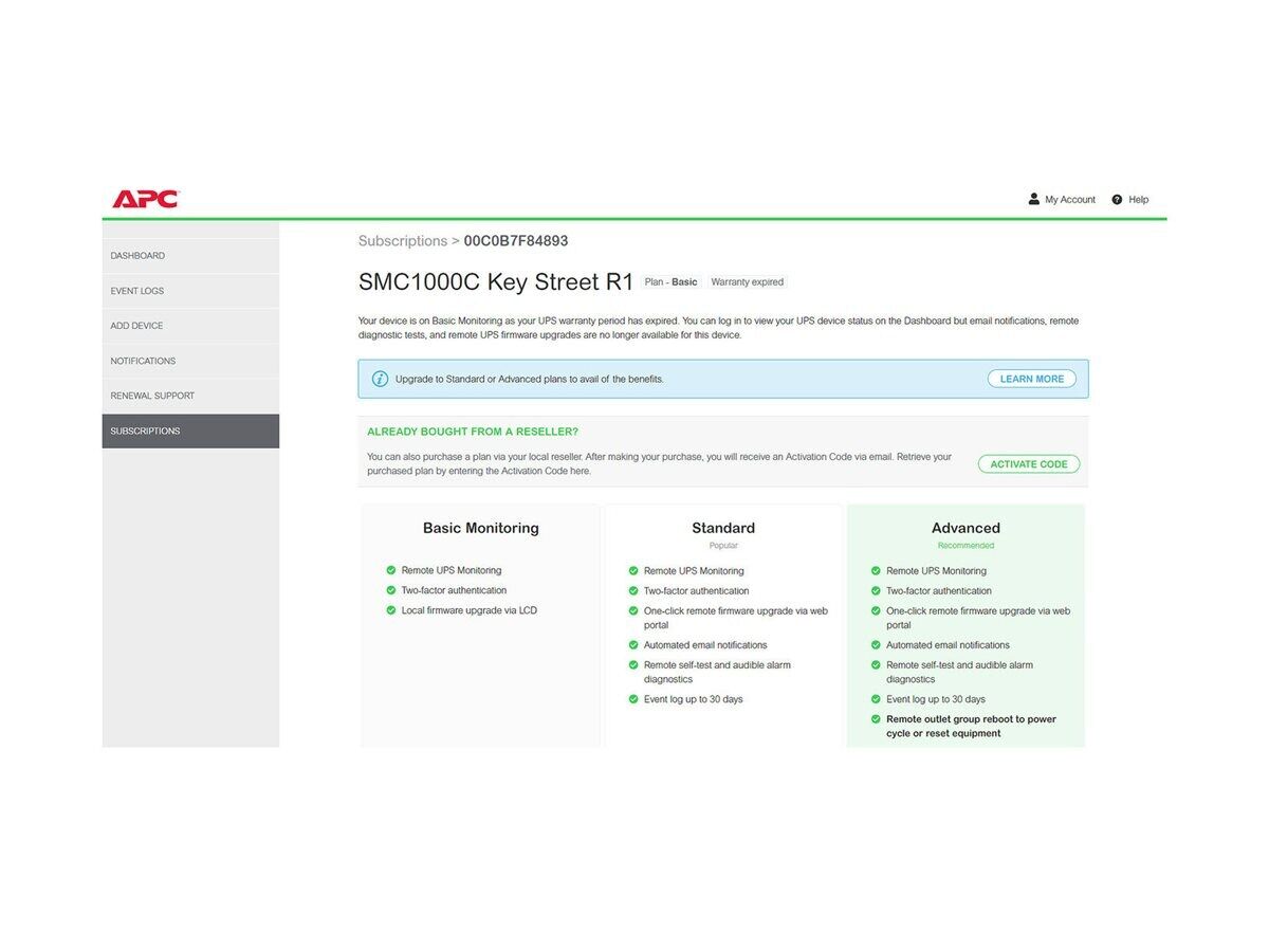 APC SmartConnect Advanced Plan - Abonnement-Lizenz (3 Jahre)