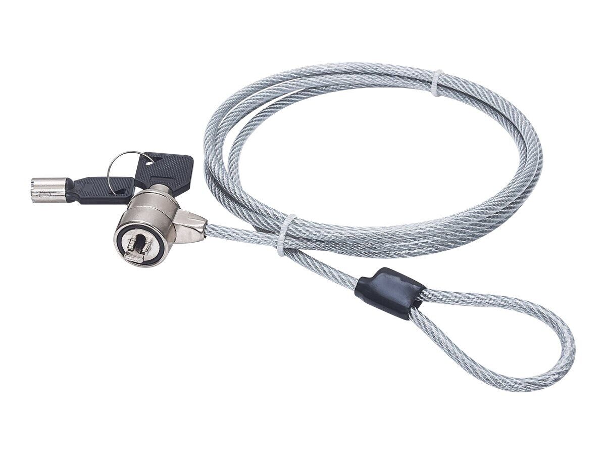 Manhattan Mobile Security Laptop Lock, Key Lock, 1.4m, Compatible with Kensington style locks, Strong Steel Cable (3mm thick)